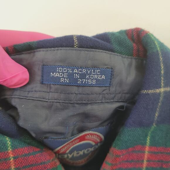 Vintage 80s Daybrooke Acrylic Flannel Mens Medium 15.5 Oversized - Picture 5 of 7